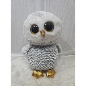 Ty Beanie Boos Owlette The Owl Large 17" Stuffed Animal Big‎ Eyes Soft Gray 2022